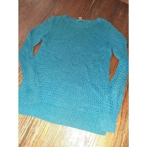 Medium Ann Taylor LOFT Long Sleeve Round Neck Loose Knit Sweater See Through